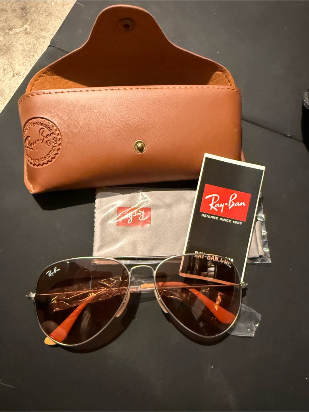 Ray-Ban Women's Silver Frame Sunglasses with Brown/coral Lenses